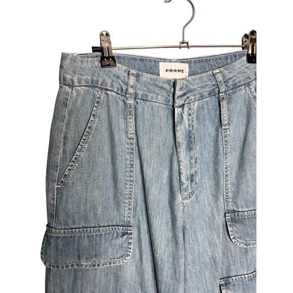 Frame Relaxed Straight Cargo Jeans Size 26 Rhythm Light Wash Wide Leg - Picture 8 of 12